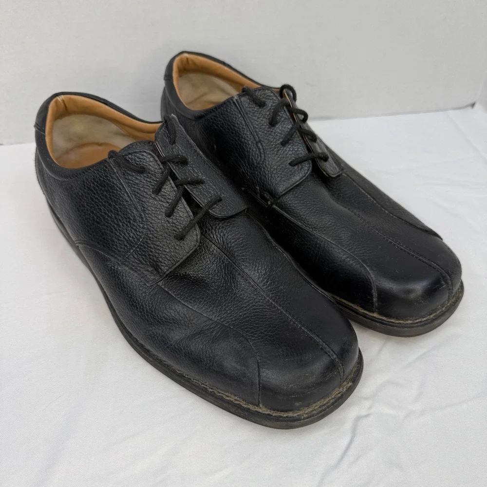 G.H. Bass Lex Mens Black Leather Oxford Shoes Square Toe Size 12 W